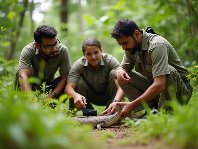 Ganges Gecko team conducting fieldwork in a lush Indian habitat